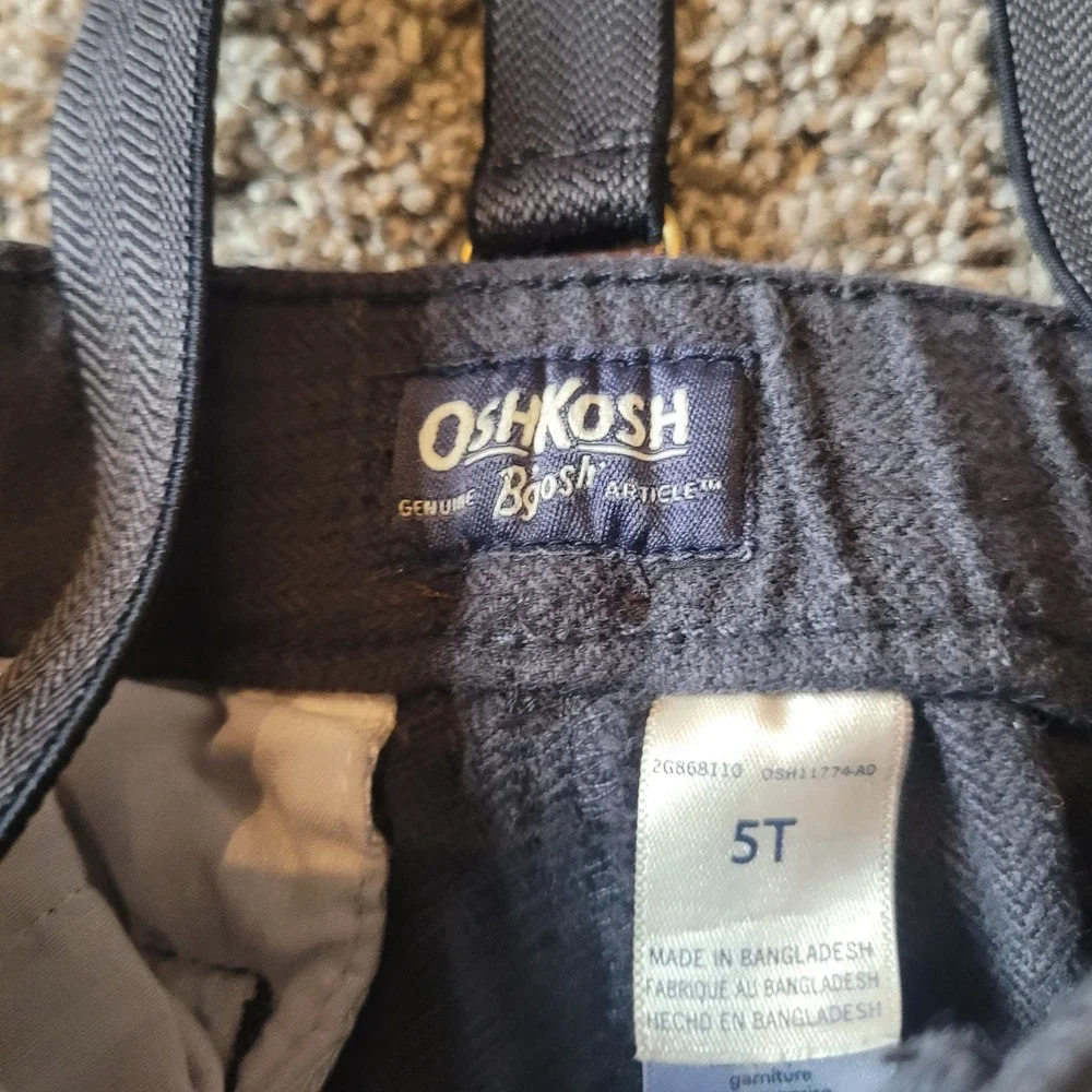 OshKosh‎ B'gosh Boys 5T Suspender Pants Charcoal Grey Cotton Dress Pants